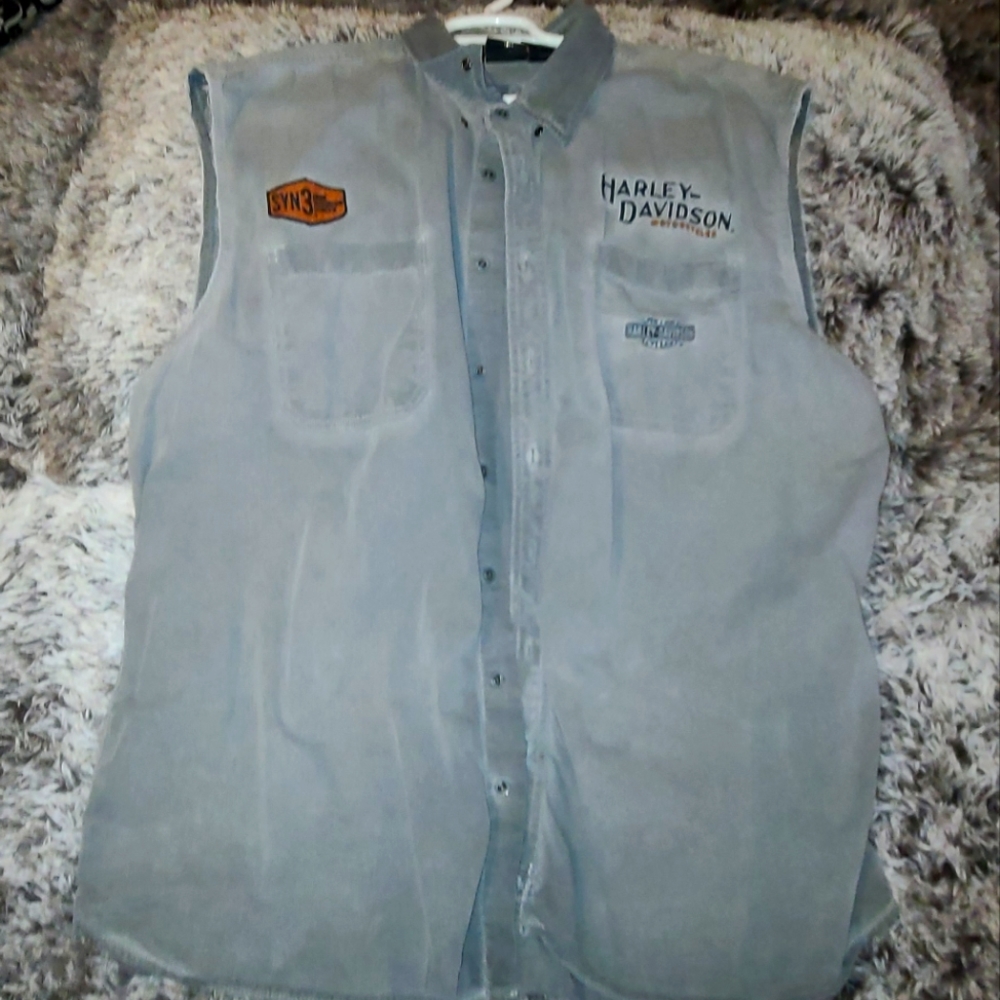 Harley Davidson Button Up Sleeveless Riding Shirt